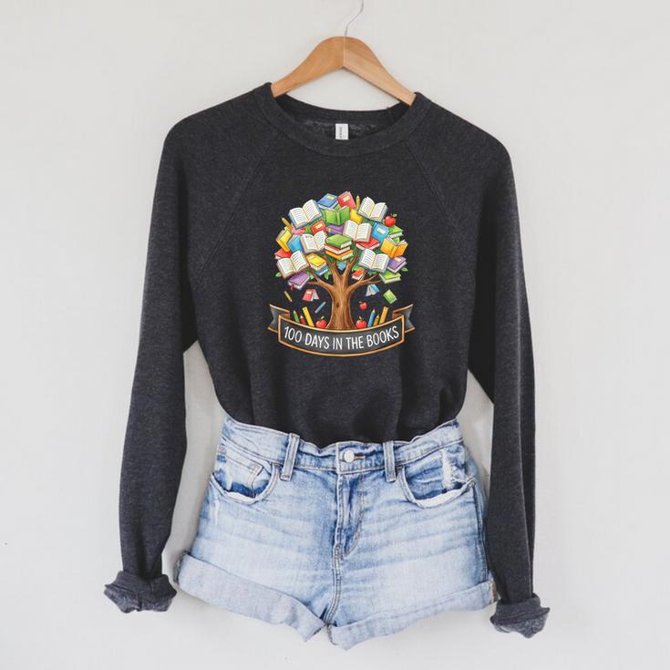 100 Days Of School In The Books Librarian Reading Teacher Raglan Sleeve Sweatshirt