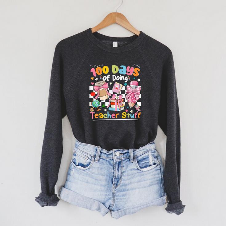 100th Day Of School Teacher 100 Days Coffee Books Raglan Sleeve Sweatshirt