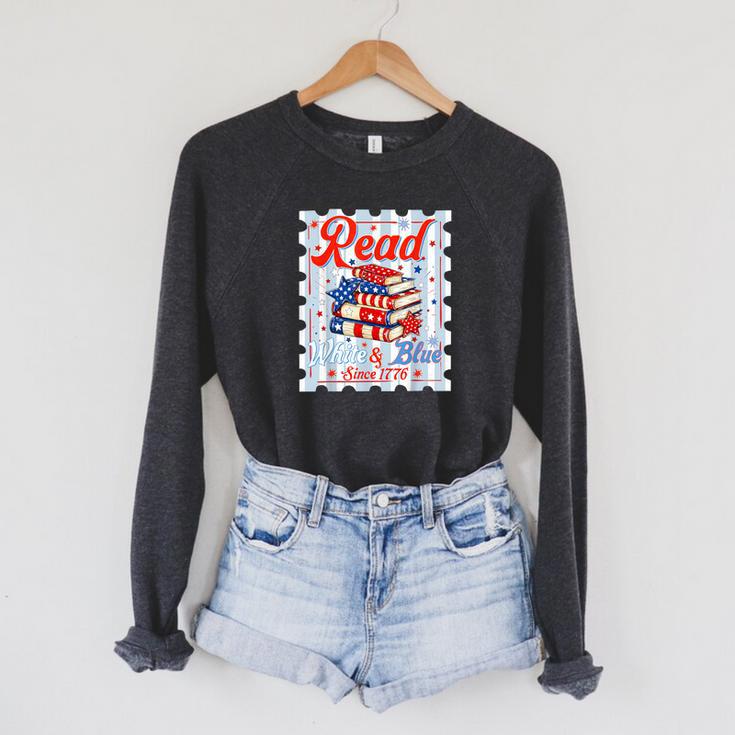4th Of July Patriotic Read Blue Books Men Women Kid Raglan Sleeve Sweatshirt