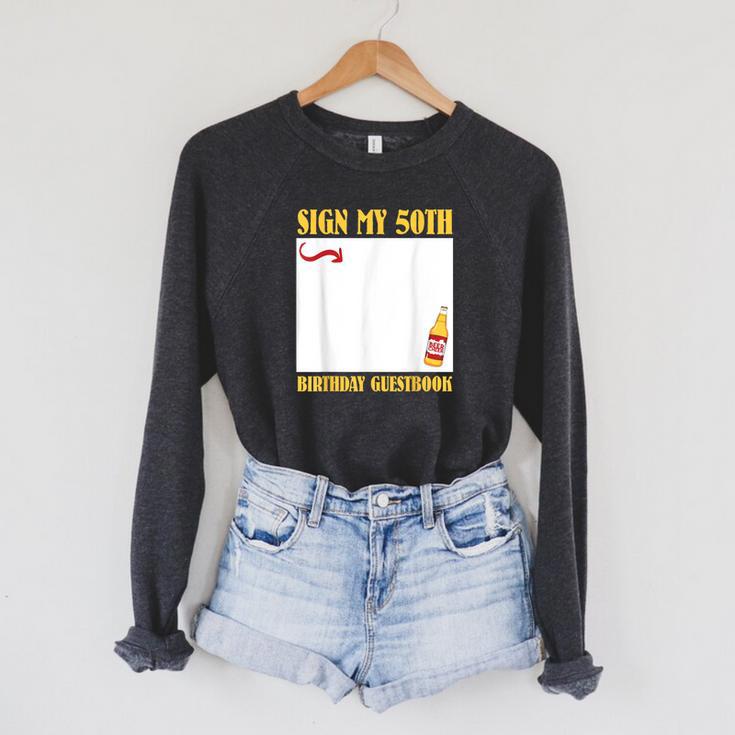 50th Birthday SIGN MY 50TH BIRTHDAY GUESTBOOK 50 Years Raglan Sleeve Sweatshirt