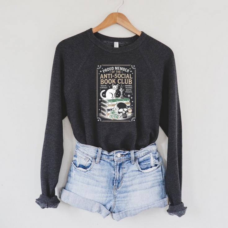 Anti-Social Book-Club Cat Graphic Raglan Sleeve Sweatshirt