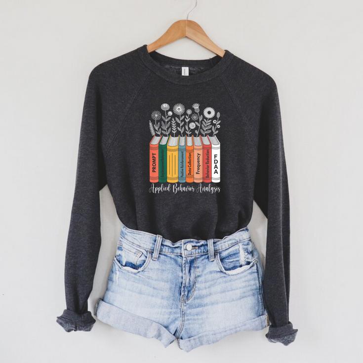Applied Behavior Analysis ABA Therapist Floral Books Raglan Sleeve Sweatshirt