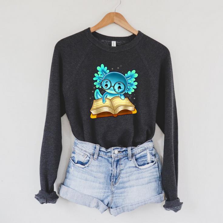 Axolotl Read Book Ambystoma Mexicanum Mexican Walking Fish Raglan Sleeve Sweatshirt