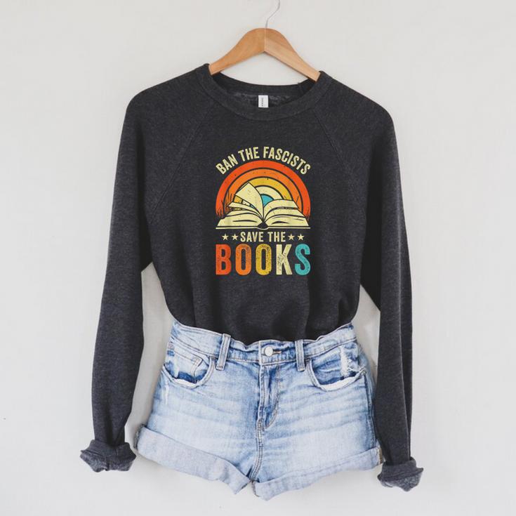 Ban The Fascists Save The Books Book Lover Worm Nerd Raglan Sleeve Sweatshirt