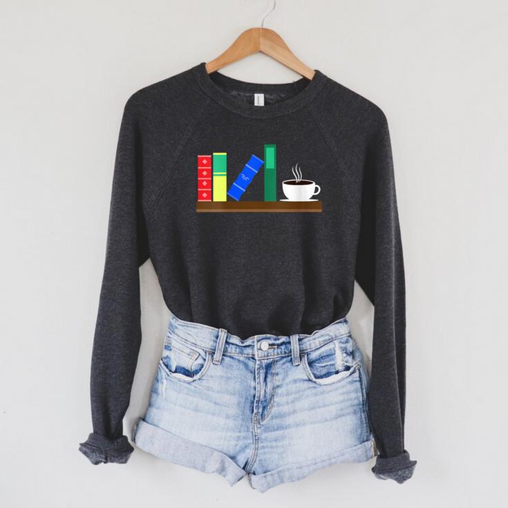 Book Books Shelf Coffee Reading Hobby Raglan Sleeve Sweatshirt