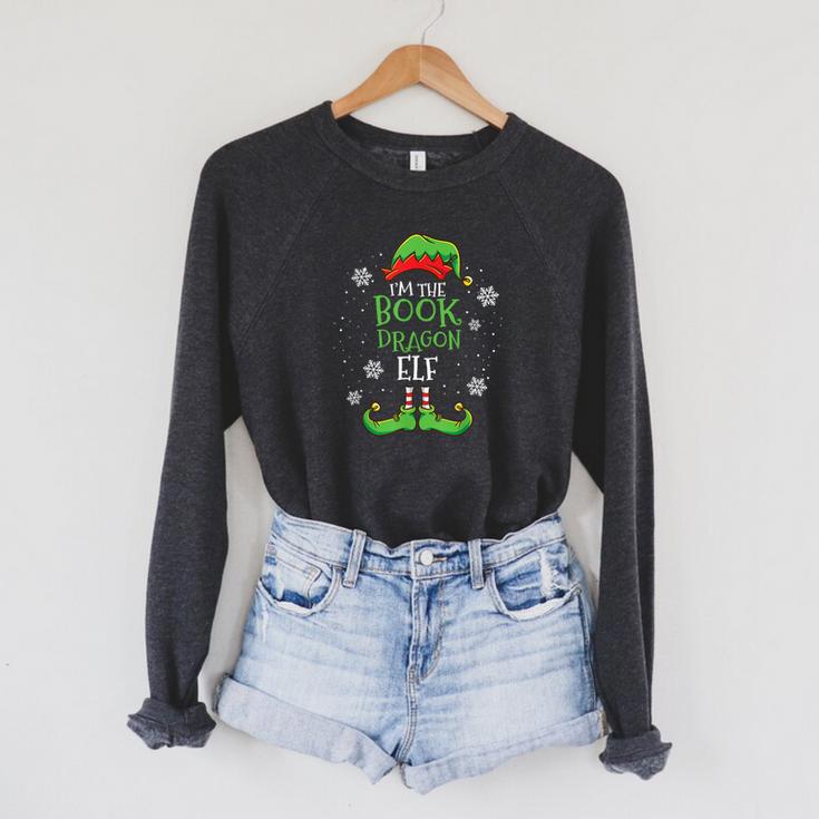 Im The Book Dragon Elf Christmas Librarian Raglan Sleeve Sweatshirt