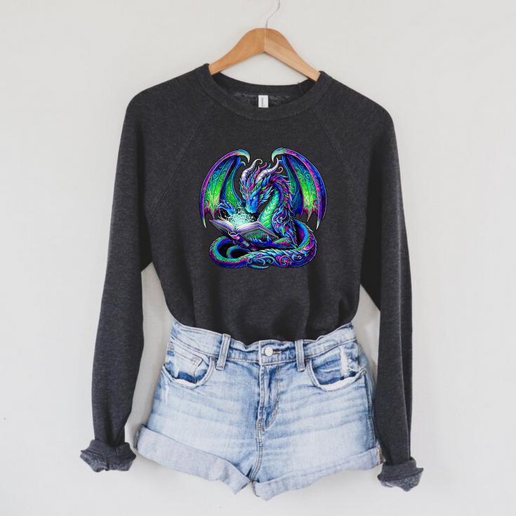 Book Dragon Reading Lover Raglan Sleeve Sweatshirt