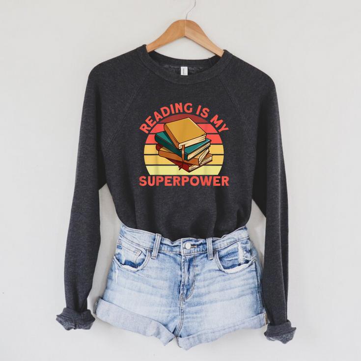 Book Lovers Reading Is My Superpower Avid Readers Bookworms Raglan Sleeve Sweatshirt
