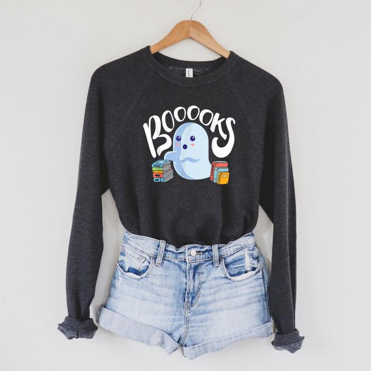 Book Reading Lover Halloween Ghost Librarian Reading Club Raglan Sleeve Sweatshirt