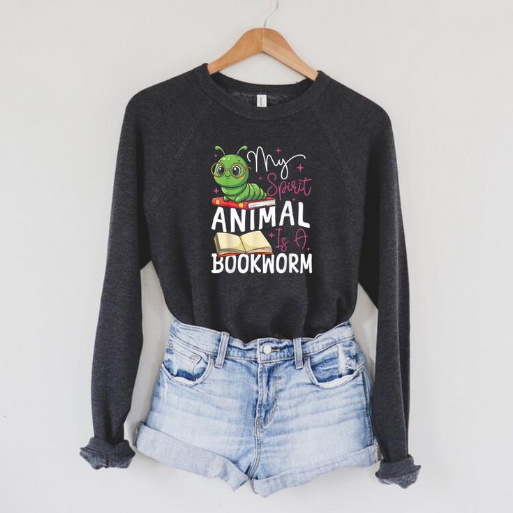 Book Reading My Spirit Animal Is A Bookworm Raglan Sleeve Sweatshirt