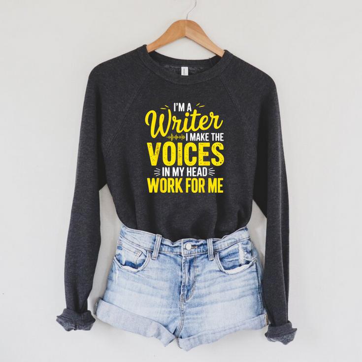 Book Writer Voices In My Head Work For Me Author Writing Raglan Sleeve Sweatshirt