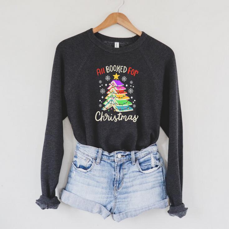 All Booked For Christmas Book Lovers Xmas Tree Women Raglan Sleeve Sweatshirt