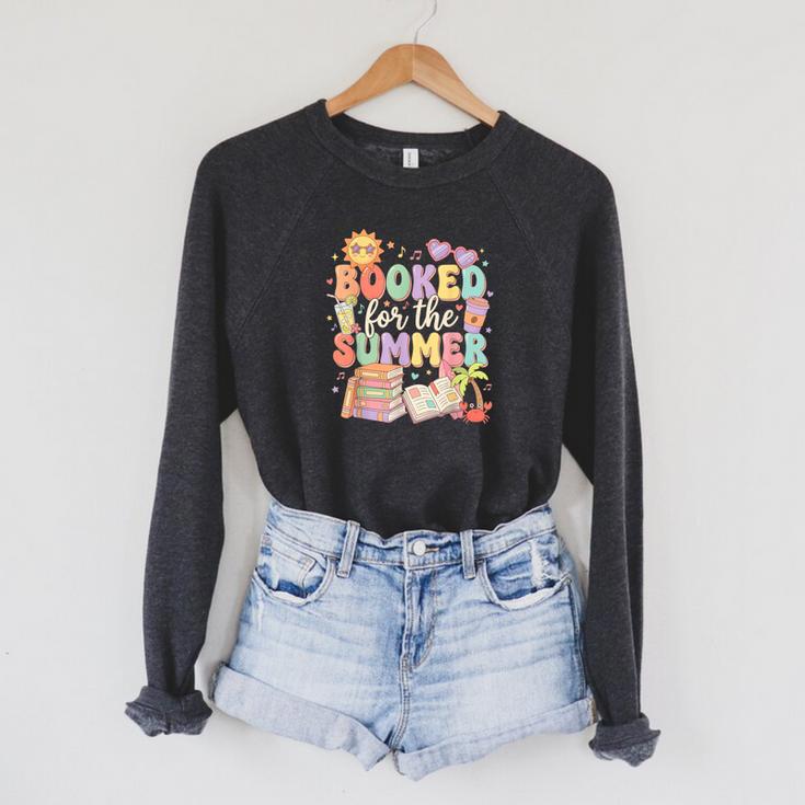 Booked For The Summer Cute Book Reading Women Girls Raglan Sleeve Sweatshirt