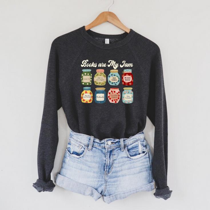 Books Are My Jam Shirt Book Lover Reader Reading Teacher Raglan Sleeve Sweatshirt
