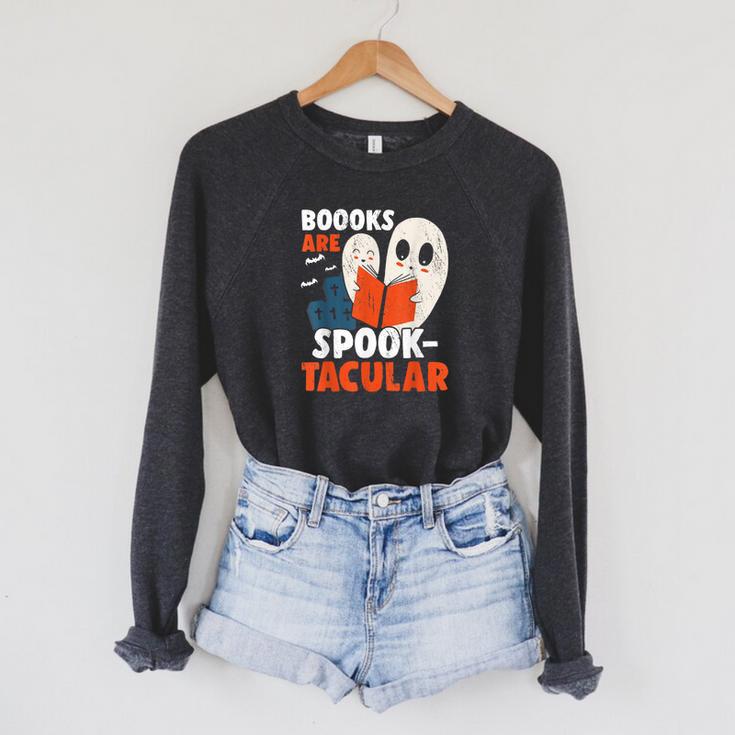 Books Are Spook-Tacular Halloween Bookworm Book Reading Raglan Sleeve Sweatshirt