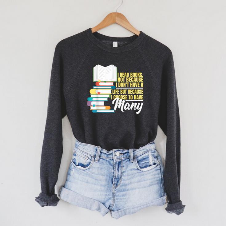 Bookworm Shirt I Read Books Reader Nerd Raglan Sleeve Sweatshirt
