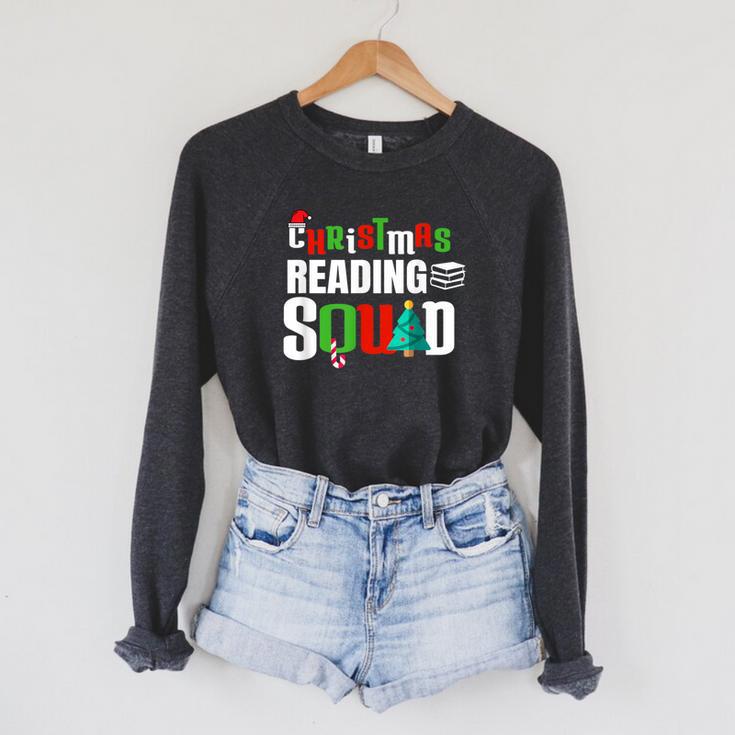 Christmas Reading Squad Xmas Book Lover Bookworm Literature Raglan Sleeve Sweatshirt