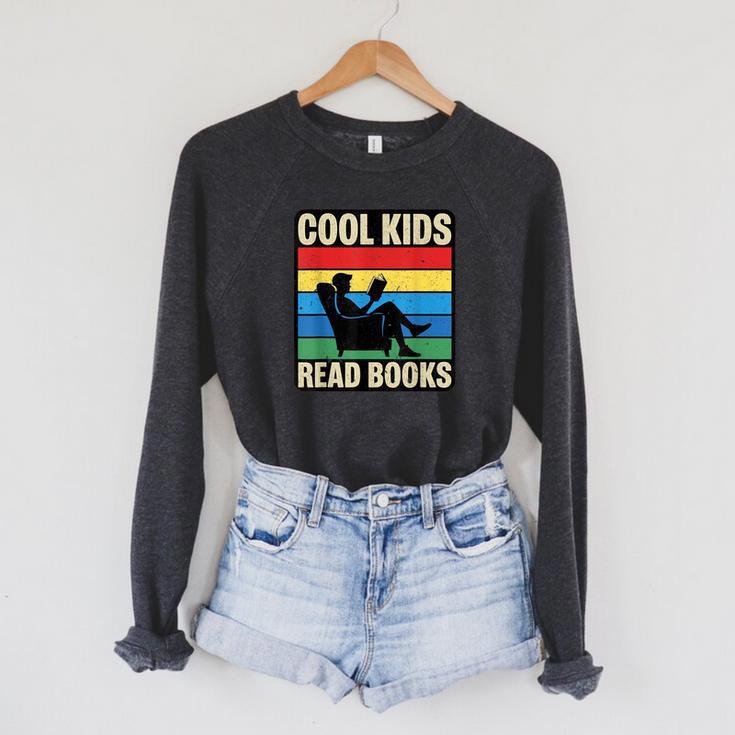 Cool Kids Read Books Retro Reading Vintage Raglan Sleeve Sweatshirt