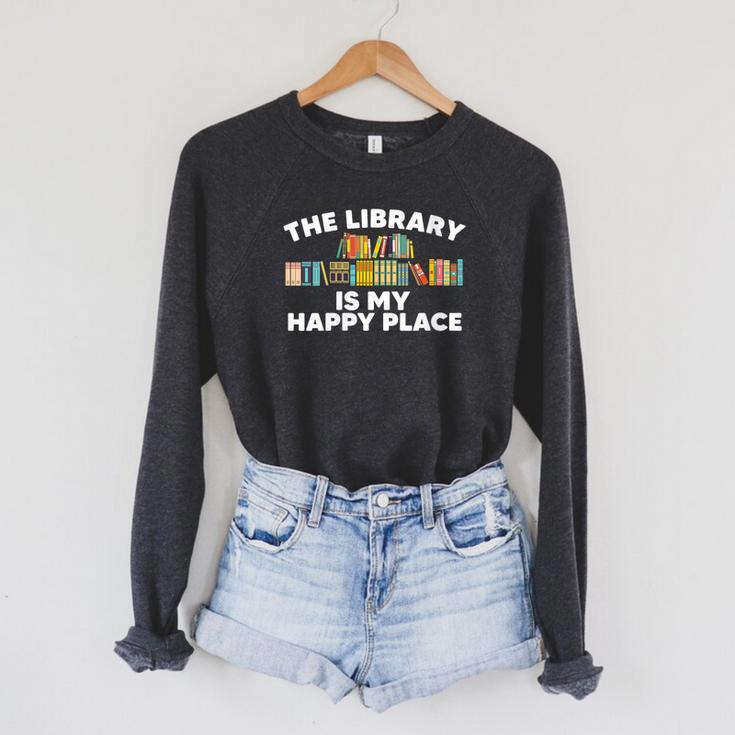 Cool Library Art For Men Women Bookworm Librarian Book Lover Raglan Sleeve Sweatshirt