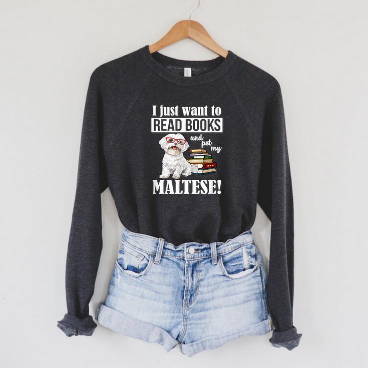 Cute Glasses Read Books & Pet My Maltese Lover Raglan Sleeve Sweatshirt