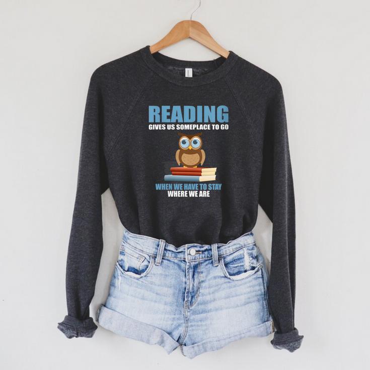 Cute Owl Reading Book Lover Positive Saying Raglan Sleeve Sweatshirt