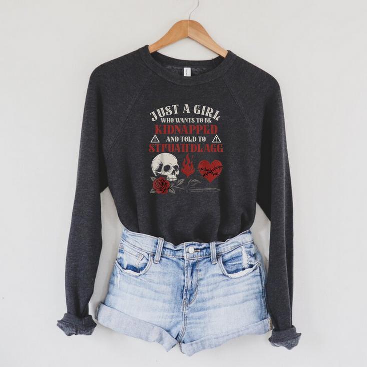 Dark Romance Smutt Books Merch STFUATTDLAGG Kidnapped Raglan Sleeve Sweatshirt