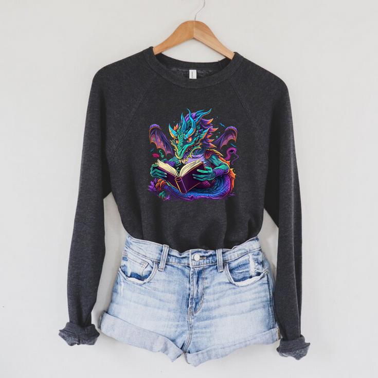 Dragon Reading Book Raglan Sleeve Sweatshirt