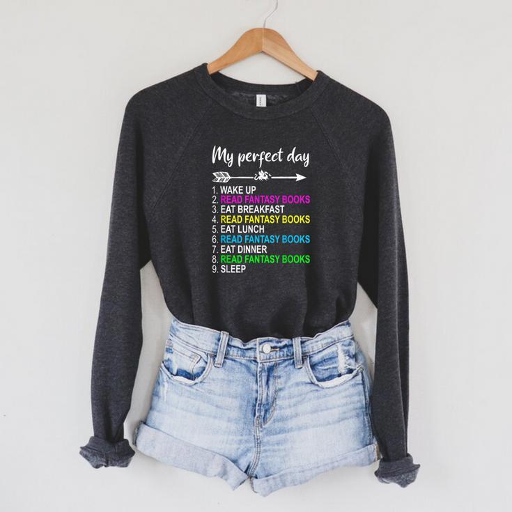 Fantasy Books Shirt Perfect Day Reading Fantasy Lover Raglan Sleeve Sweatshirt