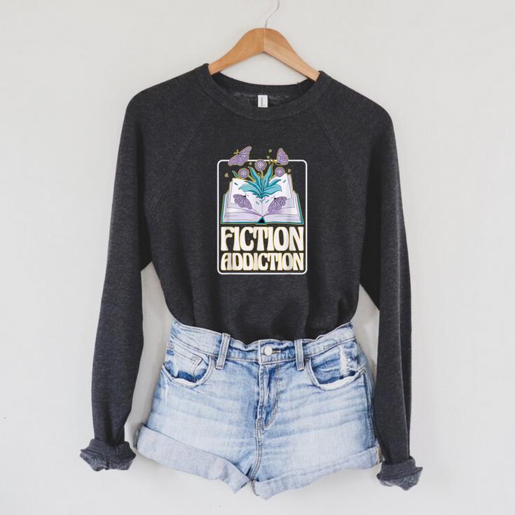 Fiction Addiction Book Reader And Booklover Raglan Sleeve Sweatshirt