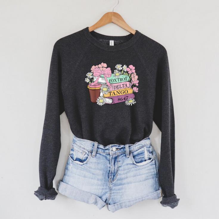 Floral Book Foxtrot Delta Tango 8647 Raglan Sleeve Sweatshirt