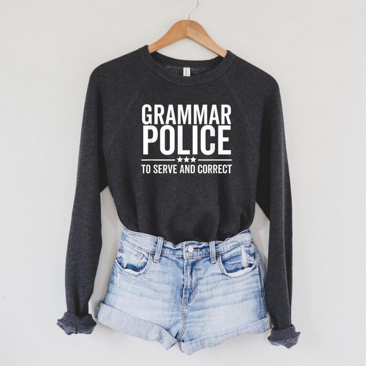 Grammar Police To Serve And Correct Book Literature Raglan Sleeve Sweatshirt