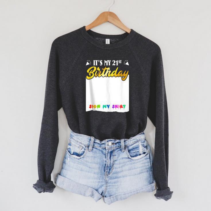 Guestbook My 21st Birthday Sign My Shirt Birthday Party Raglan Sleeve Sweatshirt