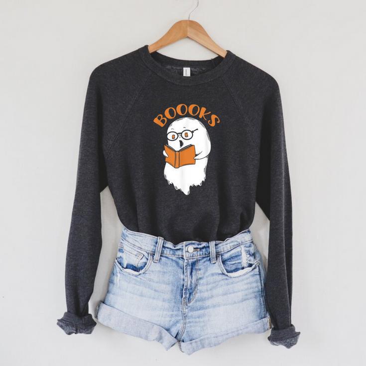 Halloween Boooks Ghost For Book Lover Raglan Sleeve Sweatshirt