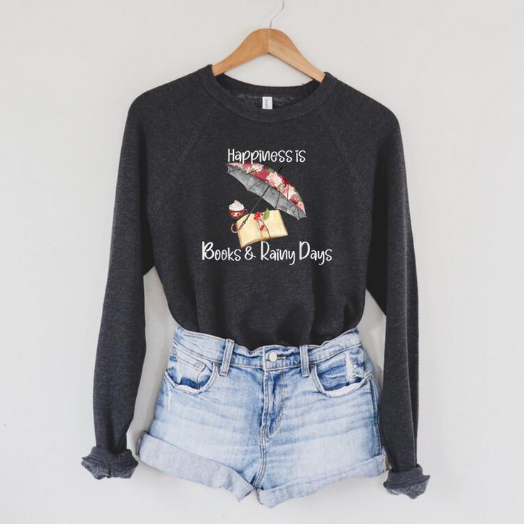 Happiness Is Books And Rainy Days Raglan Sleeve Sweatshirt