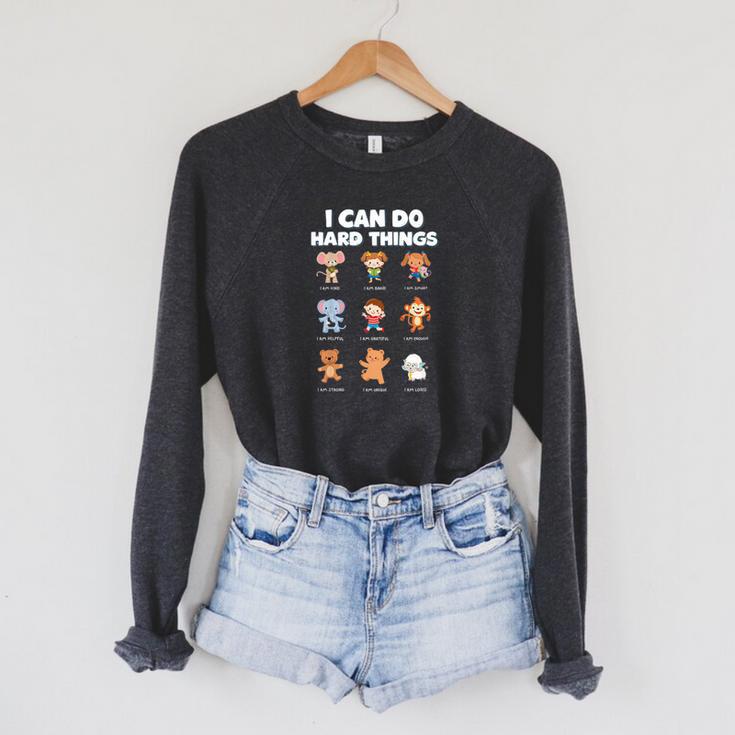 I Can Do Hard Things Children's Book Characters Raglan Sleeve Sweatshirt