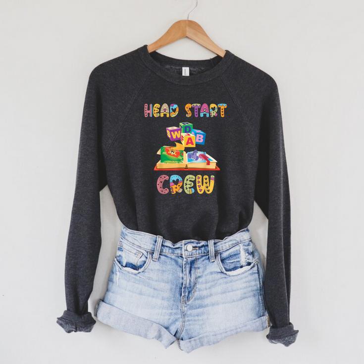Head Start Crew Book ABC Block Headstart Teacher Arts Men Women Raglan Sleeve Sweatshirt