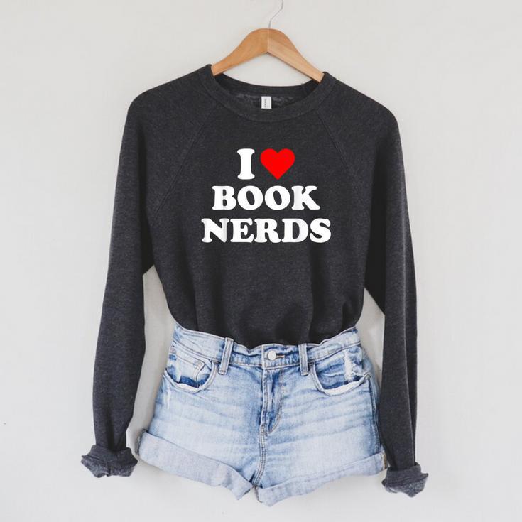 I Heart Book Nerds Book Readers Cute Raglan Sleeve Sweatshirt