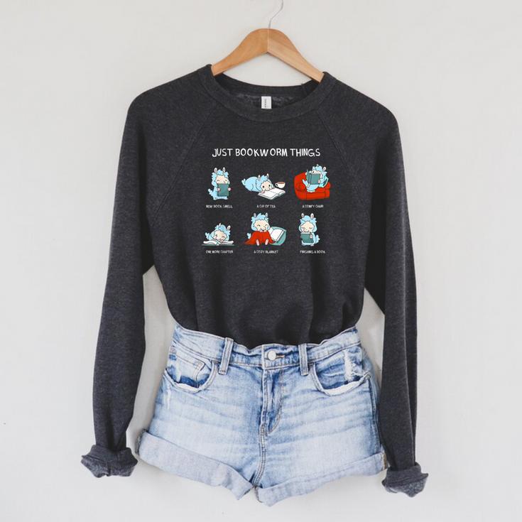 Just Bookworm Things Nerd Book Reading Books Lama Alpaca Raglan Sleeve Sweatshirt