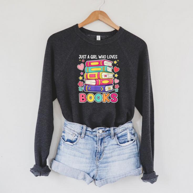 Just A Girl Who Loves Books Reading Library Raglan Sleeve Sweatshirt