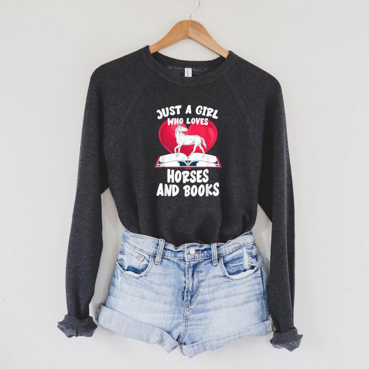 Just A Girl Who Loves Horses And Books Heart Reading Raglan Sleeve Sweatshirt