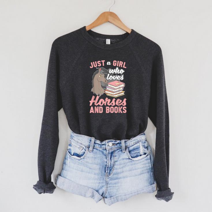 Just A Girl Who Loves Horses And Books Reading Animal Horse Raglan Sleeve Sweatshirt