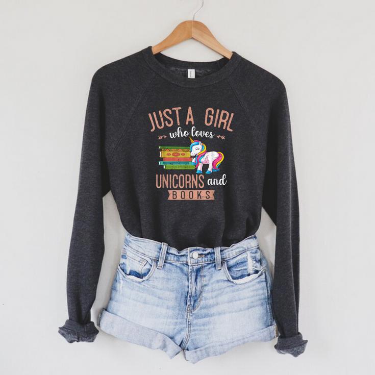 Just A Girl Who Loves Unicorns And Books Women Reading Raglan Sleeve Sweatshirt