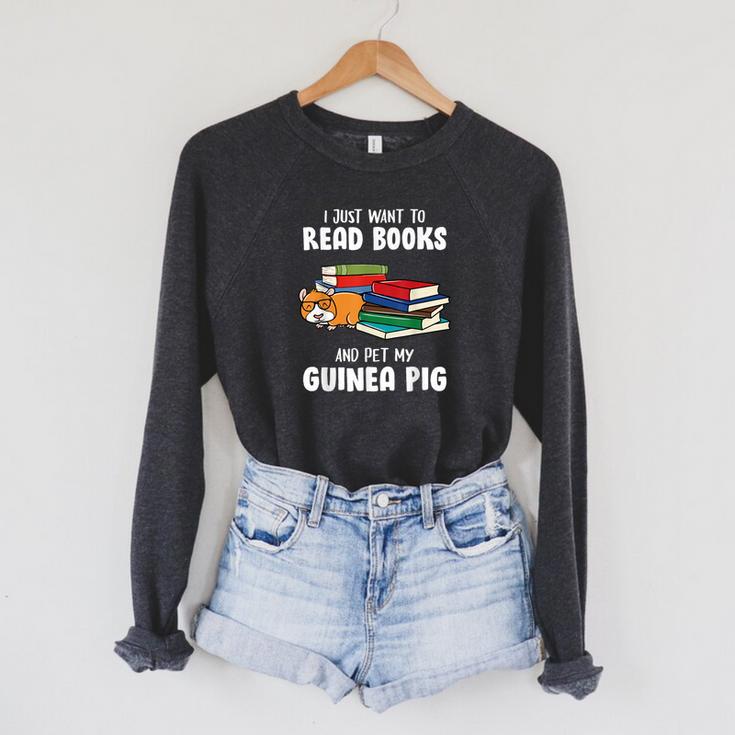 I Just Want To Read Books And Pet My Guinea Pig Reading Raglan Sleeve Sweatshirt