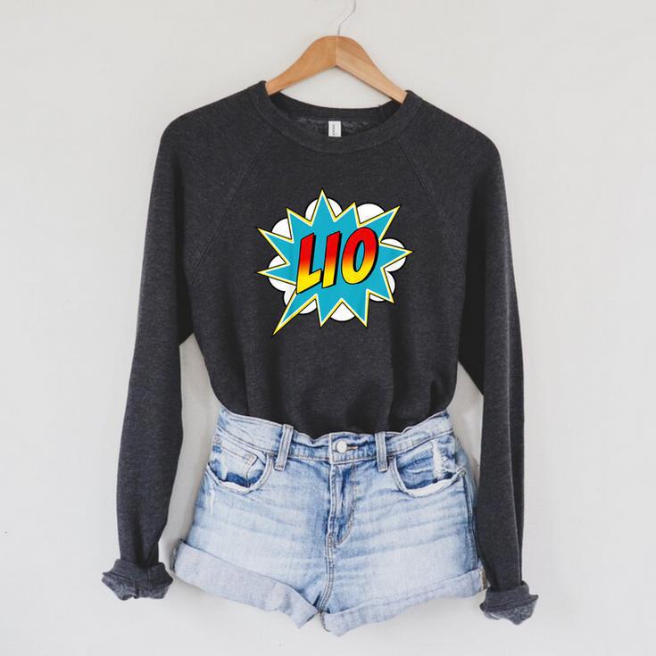 Kids Boys Lio Name Comic Book Superhero Raglan Sleeve Sweatshirt