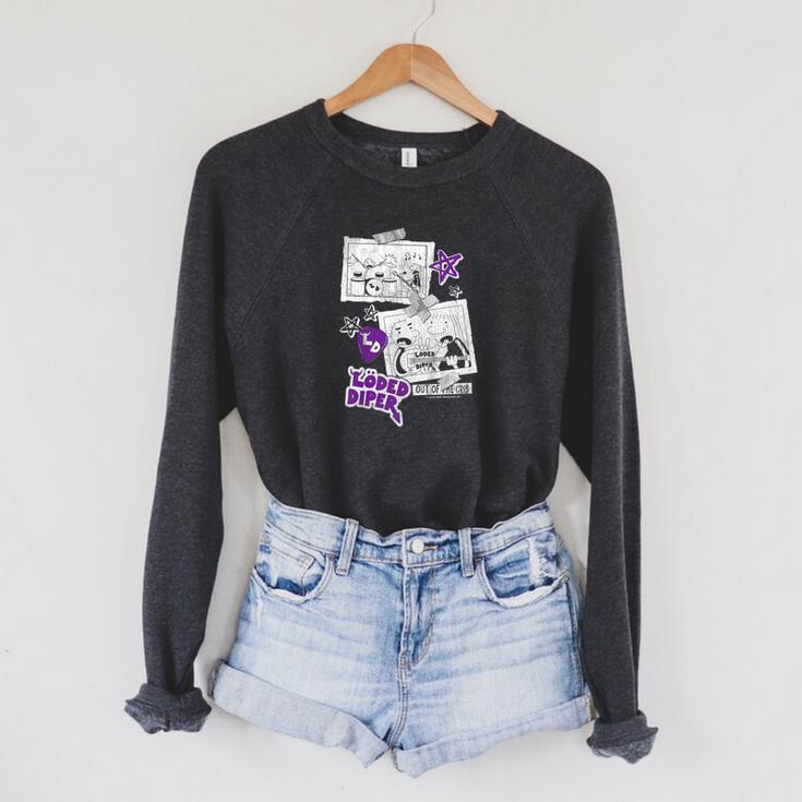 Kids DOAWK Purple Loded Diper Collage Book Series Raglan Sleeve Sweatshirt