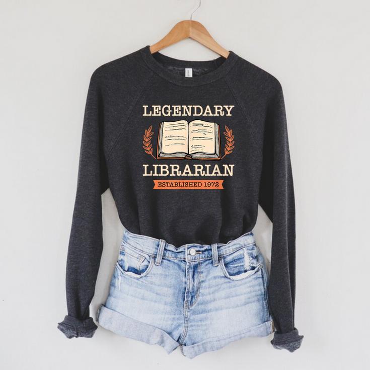 Legendary Librarian Established 1972 Library Book Birthday Raglan Sleeve Sweatshirt