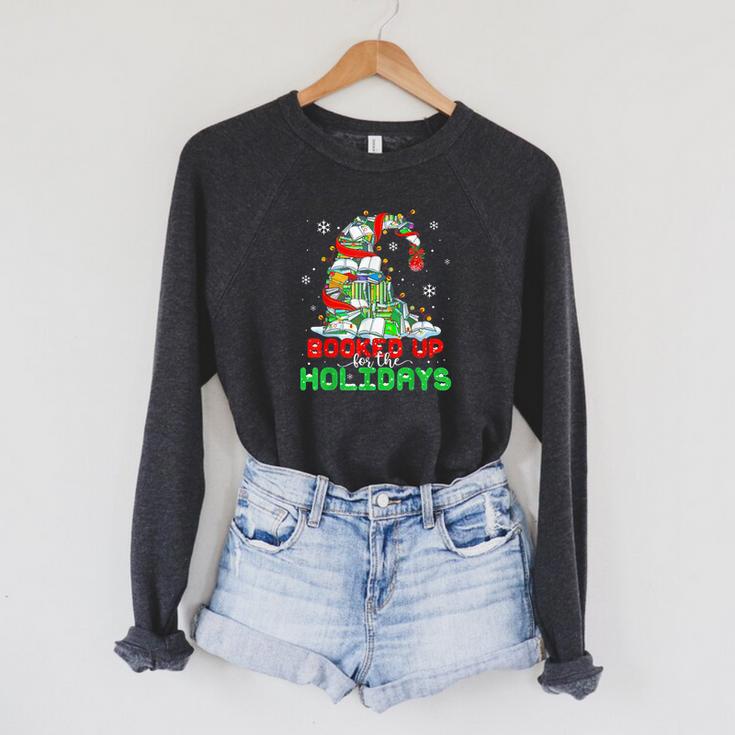 Librarian Booked Up For The Holidays Books Christmas Tree Raglan Sleeve Sweatshirt