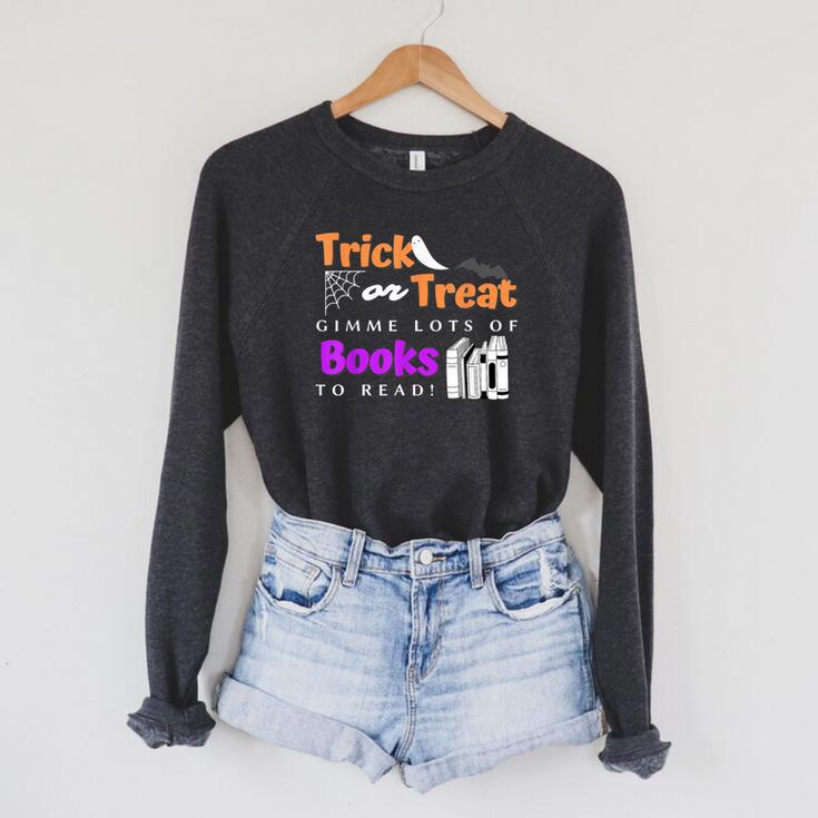 Librarian Halloween Trick Or Treat Bat & Books Raglan Sleeve Sweatshirt
