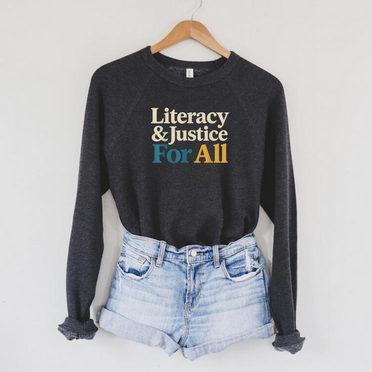 Literacy Justice For All Stop Book Banning Protect Librarian Raglan Sleeve Sweatshirt