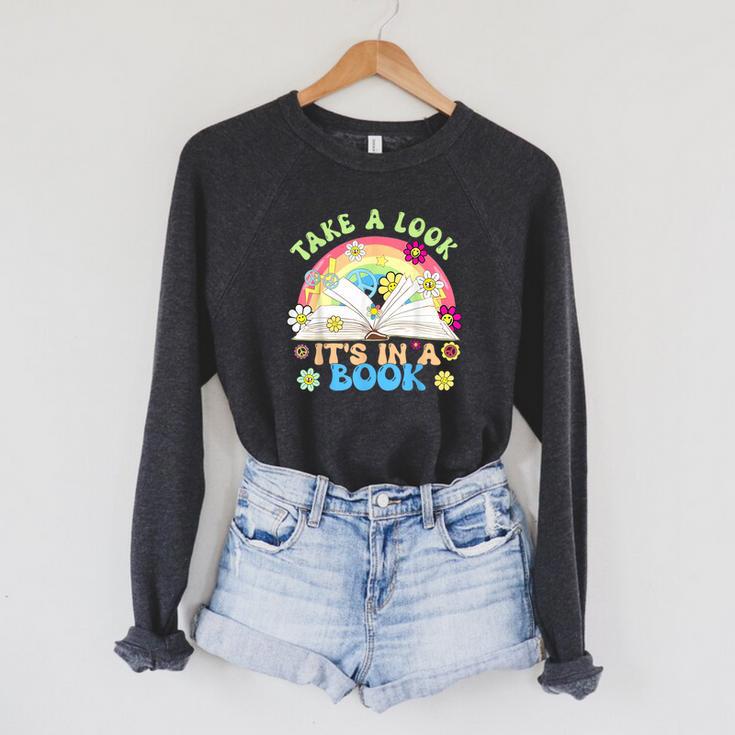 Take A Look Its In Book Books Lover Librarian Bookworm Raglan Sleeve Sweatshirt